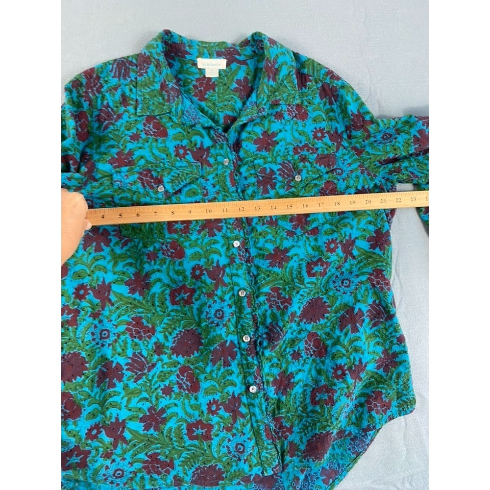 Sundance Shirt Sz M Floral Eyelet Boho Relaxed Pleated Western Boho Cowgirl - Picture 7 of 14